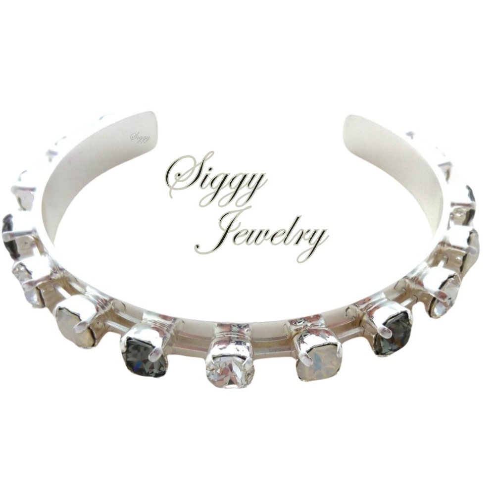 Jetsetter Cuff Bangle Bracelet made with Genuine Austrian Crystals in 6mm